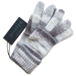 NWT Jocelyn Space Dyed Wool Blend Fuzzy Rib Knit Gloves OS Gray Multi